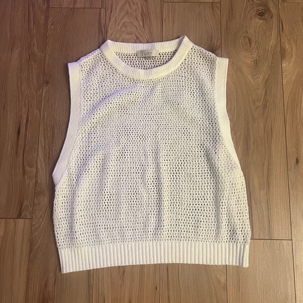 LOFT White Sleeveless Knit Top